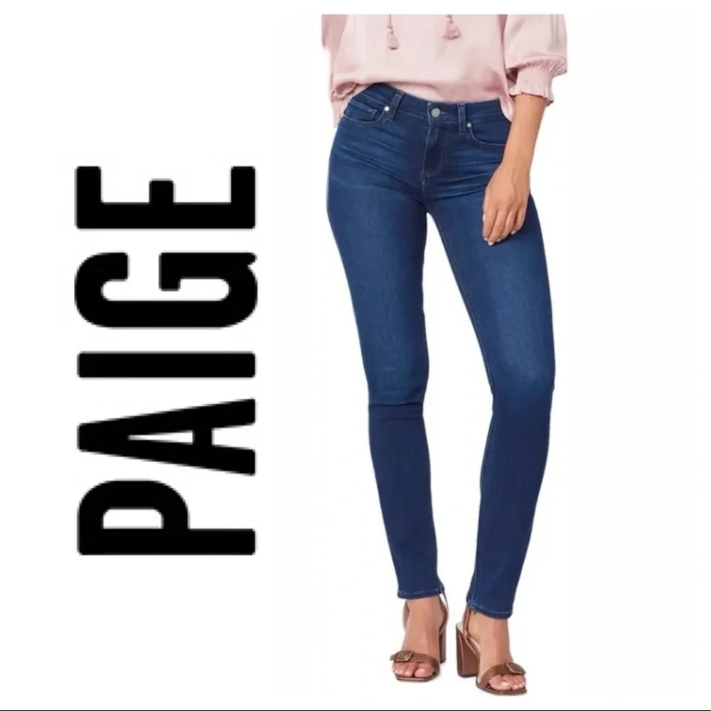 PAIGE Skyline Skinny Mona Dark Wash Mid Rise Blue Jeans Size 27 in EUC